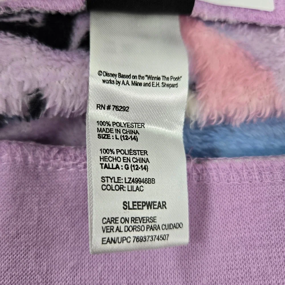 Disney Women Sleepwear Large Purple Pajama Pants Eeyore Drama Free Zone Fleece - Picture 10 of 13